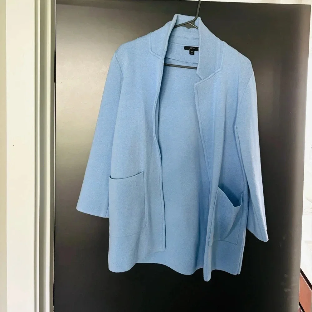 J Crew Rare Sophie Sky Frost Blue Sweater Blazer Jacket